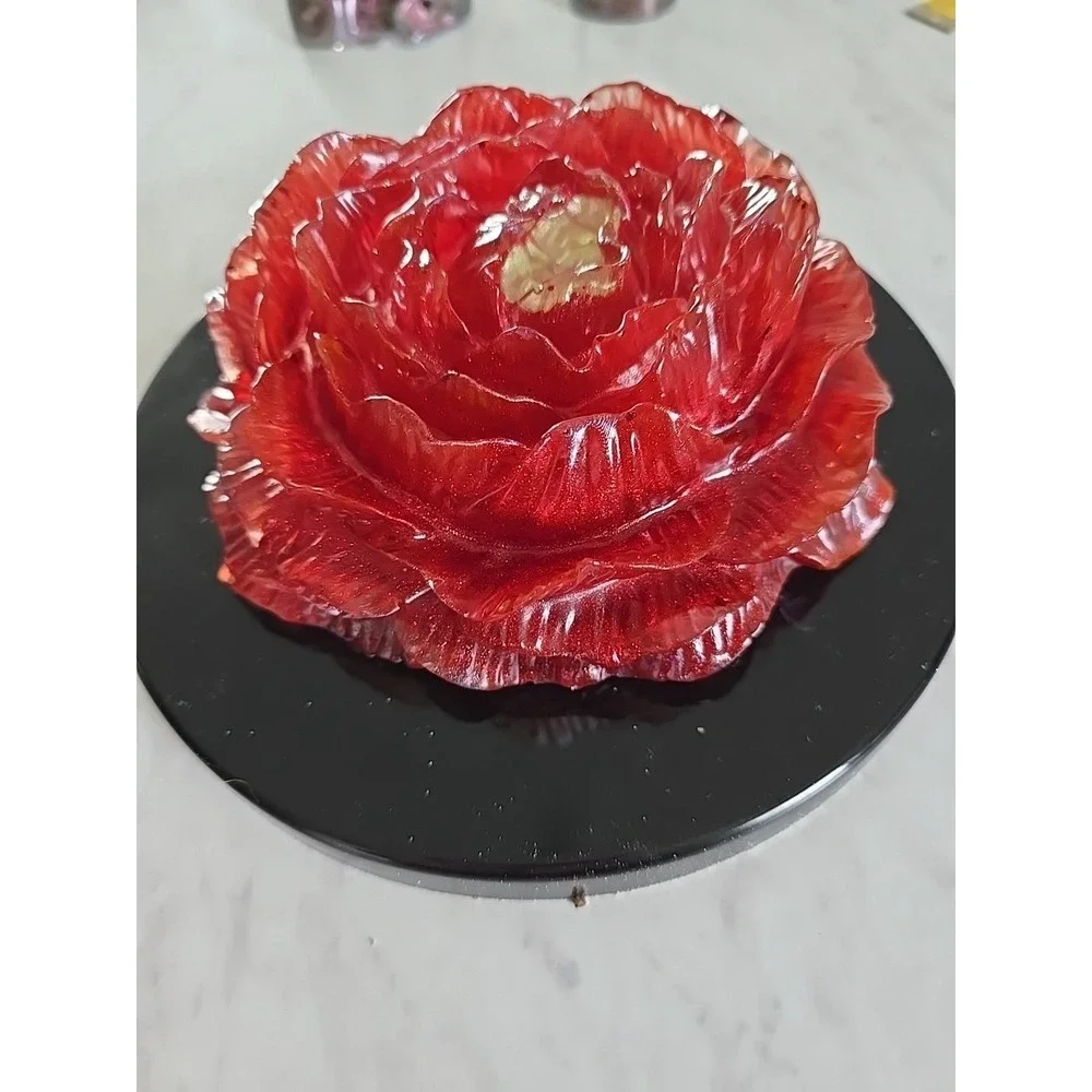 Handmade Resin Flower Black Red DecorationGift.‎ 602